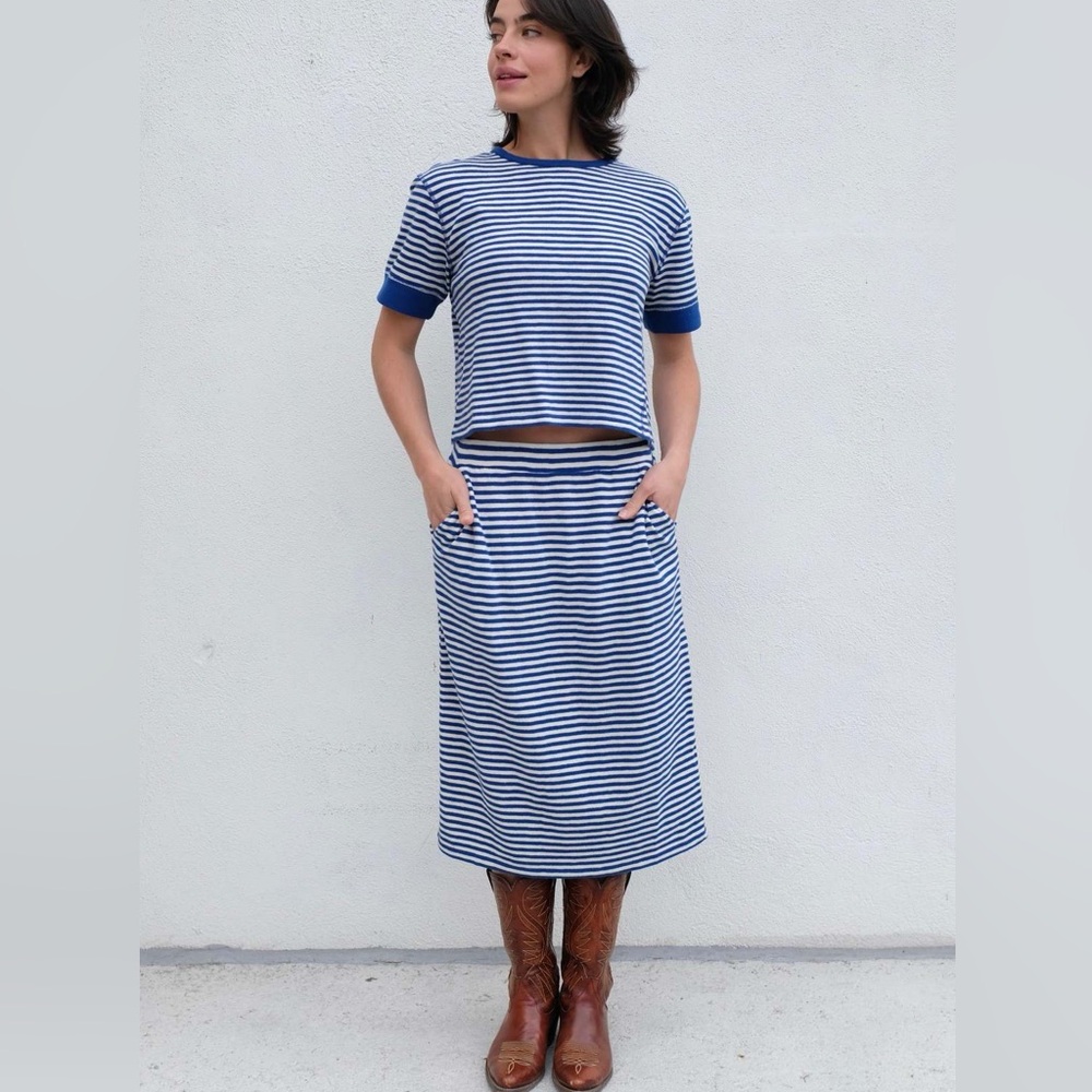 [clare v] 2pc set le bateau top & le tube midi skirt